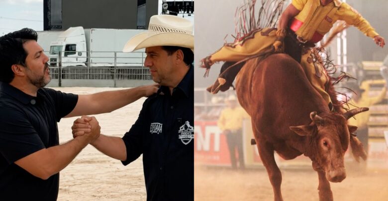 Prefeito Márcio Corrêa e o presidente do Sindicato Rural de Anápolis, Ubirajara Carneiro, anunciaram que o rodeio da Expoana 2026 começará às 20h em ponto. (Foto: Reprodução/Redes sociais)