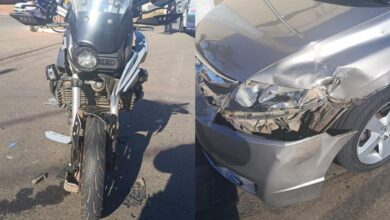 Motociclista precisou ser entubado e levado ao Heana após colidir contra carro em cruzamento. (Foto: Reprodução)