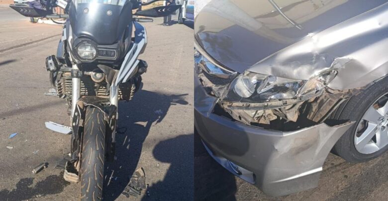 Motociclista precisou ser entubado e levado ao Heana após colidir contra carro em cruzamento. (Foto: Reprodução)
