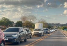 Pós-evento da Base Aérea de Anápolis causou congestionamento na BR-414. (Foto: Portal 6)