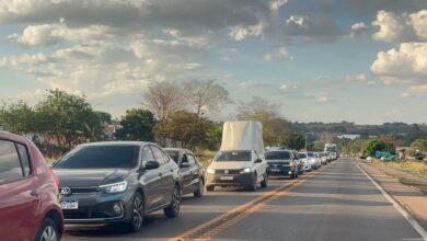 Pós-evento da Base Aérea de Anápolis causou congestionamento na BR-414. (Foto: Portal 6)